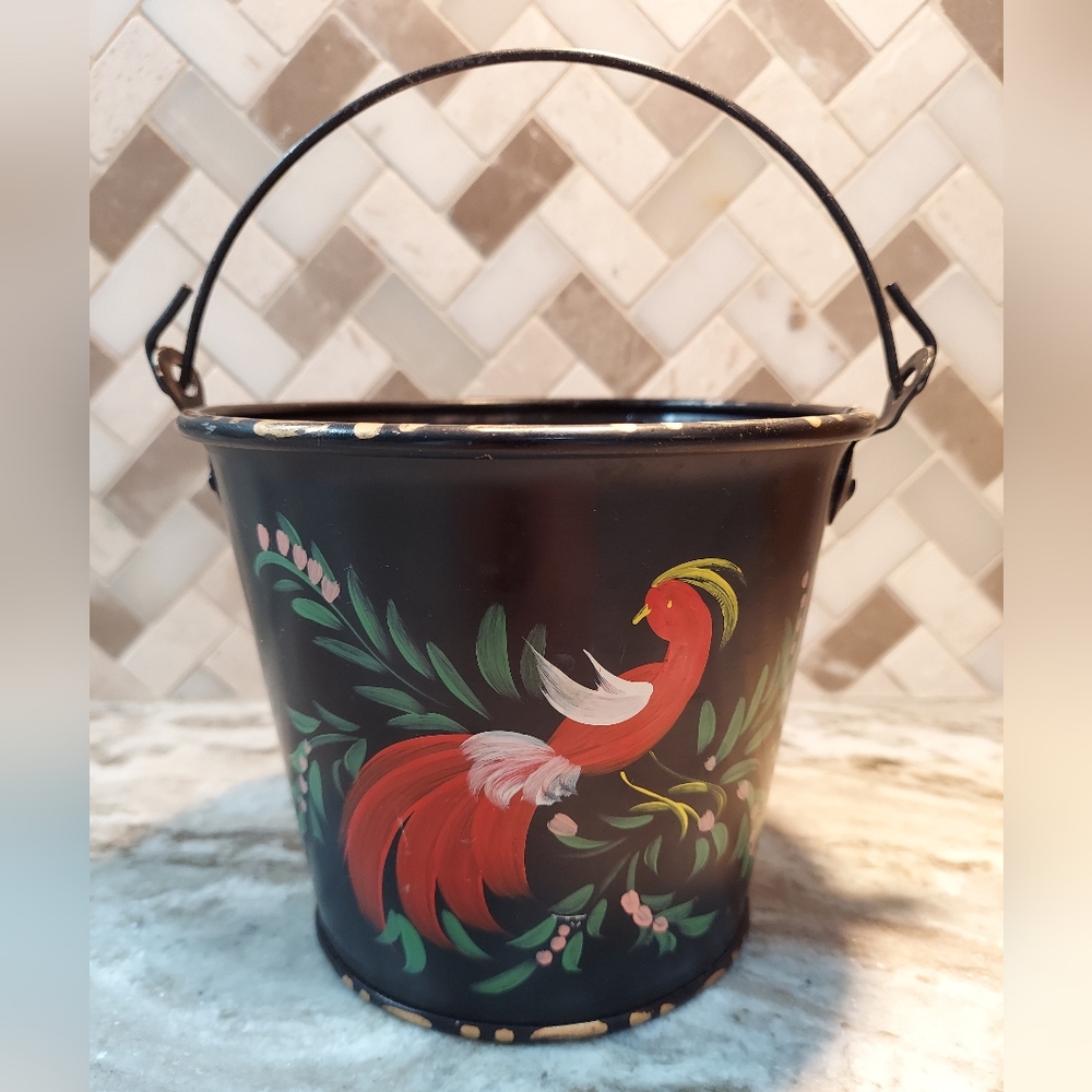 Hand painted toleware bucket
